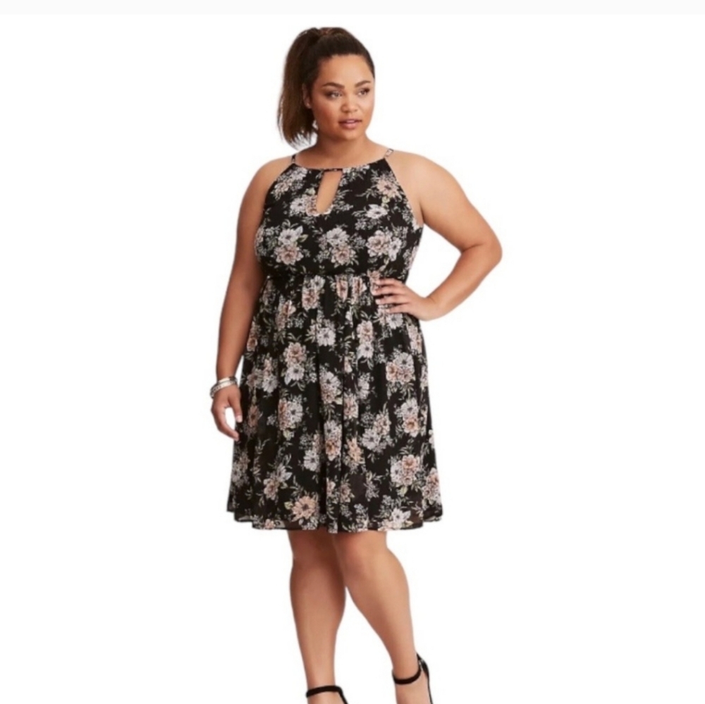 Torrid Floral Chiffon Midi Tank Dress, size 3 (22/24) NWOT
